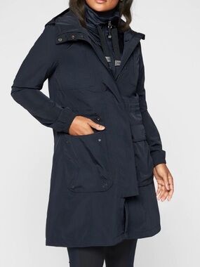 Athleta Ballard waterproof parka jacket raincoat Navy M